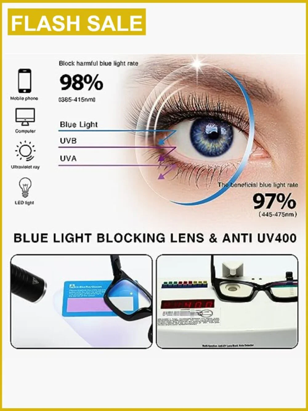 3 Pack Oversized Reading Glasses Blue Light Blocking Spring Hinges